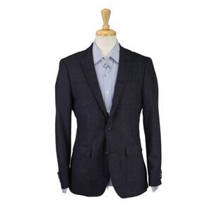 John Varvatos Gray Black Blue Woven Patch Pocket Cashmere Wool Blazer 38R
